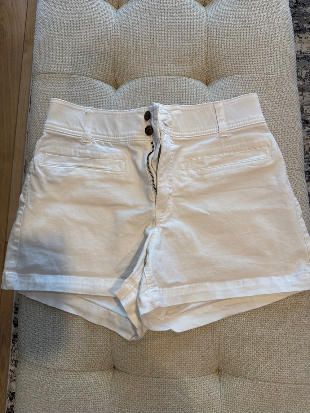 Draper James High-Waist White Cotton Shorts
